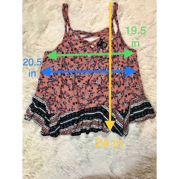 Rue 21, Pink Floral Folklore Lattice Back Cami Top - Picture 3 of 7
